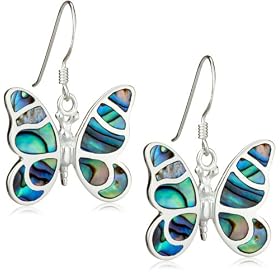 Silver Pave Shell Butterfly Drop Earrings