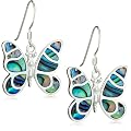 Silver Pave Shell Butterfly Drop Earrings