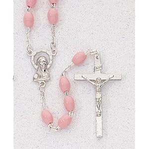18 Silver Plated Rosary With 5mm Pink