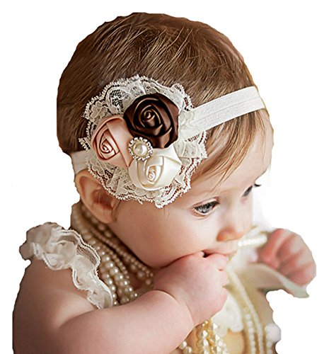 Qandsweet Baby Girl's Beautiful Rose Flower Hairbands (5pack)