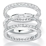 Platinum over Sterling Silver Set of Three DiamonUltra™ Cubic Zirconia Eternity Bands