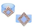 Ring - R48 - Silicone Ring with Diamond Shape Crystal Charm - Size 7 (18mm) ~ Blue