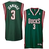 adidas Milwaukee Bucks #3 Brandon Jennings Green Swingman Replica Jersey (Large)