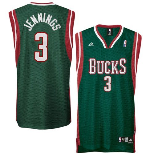 adidas Milwaukee Bucks #3 Brandon Jennings Green Swingman Replica Jersey (XX-Large)