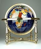 14 Tall Blue Lapis Gemstone Globe w/ 4 Leg 24k Gold Plated & Brass Table Stand (MO13)