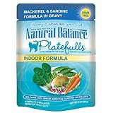 Natural Balance 3-Ounce Platefulls Indoor Mackerel and Sardine Formula in Gravy Entree for Cats, Pack of 24