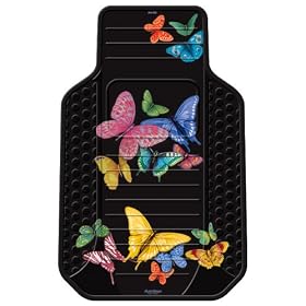Plasticlear Butterflies Universal-Fit Molded Front Floor Mat - Set of 2