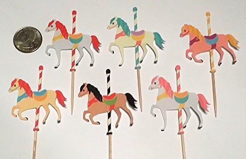 Carousel/Carnival Theme Paper Cupcake Toppers - Assorted 12 pc. set