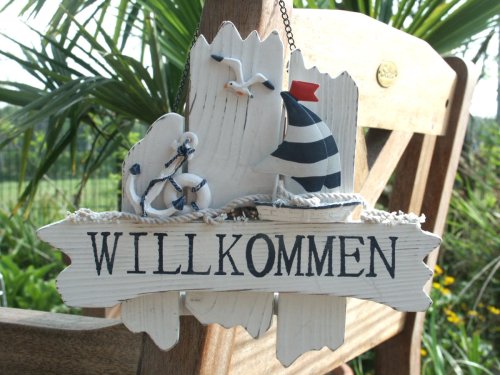 Maritimes Türschild Willkommen