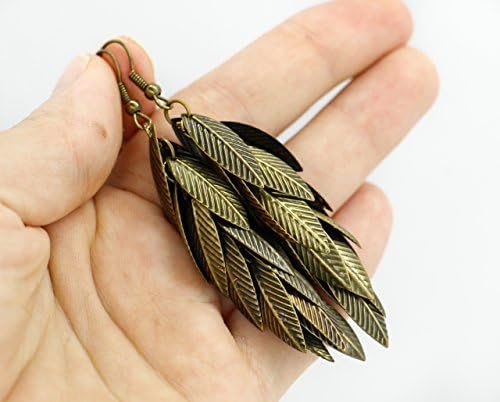 Long Boho Authentic Fashion Trendy Leaf Brass Earrings Handmade Tribal Bohemian Coctail Patry Street style Rock Punk Dangle Jewelry Birthday Best Friend gift for woman