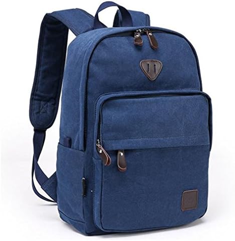 Generic Unisex Canvas Backpack Laptop Bag Work Bag College Bag Rucksack Daypack Sports Hiking Cycling Travel Bag Backpack (Blue)