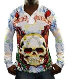 CHRISTIAN AUDIGIER Ed Hardy Mens Skull Henley Shirt