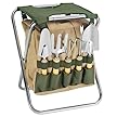 Picnic Time 5 Piece Garden Tool Set With Tote And Folding Seat #542-93-121