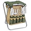 Picnic Time 5 Piece Garden Tool Set With Tote And Folding Seat #542-93-121