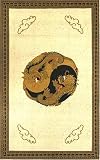 Brown & Cream Yin Yang Dragon Indian Bedspread, Double Size