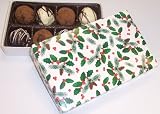 Scott's Cakes Cocoa Covered Dark & White and Dark & White Chocolate Truffles 1/2 Pound Holly Box