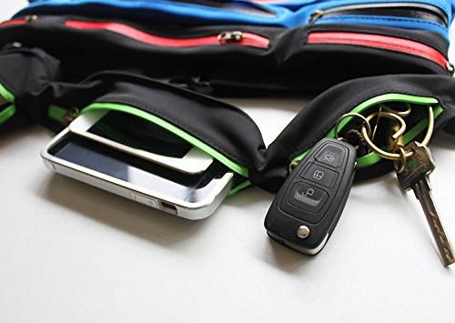 Lspos® New Listing Three Pocket Sports, Running and Fitness Expandable Weather Resistant Waist Pack Belt,Blue&Black