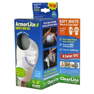ClearLite AB-CAM14SW-1N ArmorLite 14W 60W CFL Lightbulb, Soft White 1 Pack by ClearLite