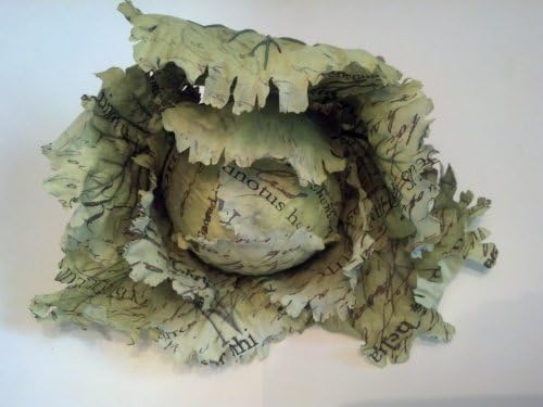 13 Inch Brown French Print Artifical Cabbage for Home Decor and Design, Perfect for Center Pieces and More.