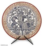 Ceramic plate, 'Gray Maya Governor'