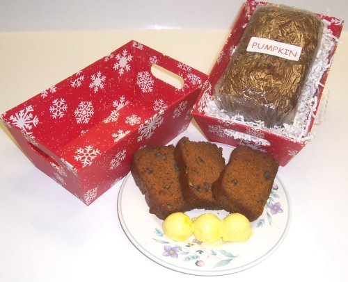 Scott's Cakes Pumpkin Bread in a Red Snowflake Tray by Scott's Cakes