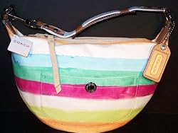 COACH HANDBAGS, COACH HAMPTONS WEEKEND STRIPE WATERCOLOR HOBO BAG # 10021 (Mulitcolor)