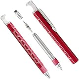 Super 7 in 1 Tech Tool Pen with Ruler, Bottle Opener, Phone Stand, Ballpoint Pen, Stylus and 2in1 Screw Driver, Multifunction Tool Fit for Mens Gift (Red)