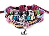 Handmade Wristband Suffer Hemp PU Leather Bracelet Jewelry Unisex