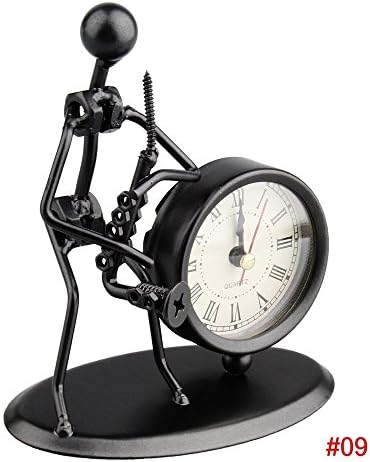 Amyove Novelty Modern Table Desk Clock 3D Iron Orchestra Guitar Home Decor Art Designer #9 Saxophone