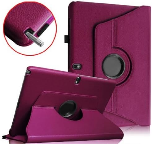 EzydigitalCBCarryberry Samsung Galaxy Note Pro 12.2 & Tab Pro 12.2 Rotating Case Cover - Vegan Leather 360 Degree Swivel Stand for NotePRO (SM-P900) & TabPRO (SM-T900/T905) 12.2-inch Android Tablet with Auto Sleep/Wake Feature-Purple
