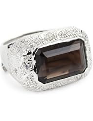 Rebecca "Manhattan" White Bronze Snakeskin Pattern Smoky Stone Adjustable Ring