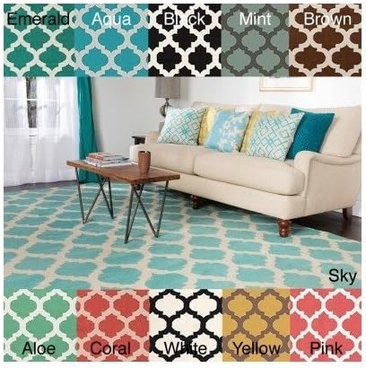 Modern Wool (5' X 8') Flat Weave Wool Rug Color Options Includes Scented Candle Tart (white)