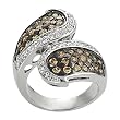 Tressa Silvertone Orange and White Cubic Zirconia Wrap-around Ring