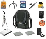 Canon PowerShot [SD1000, SD750] Accessory Kit (Incl. LOWEPRO Carrying Case and LOWEPRO Memory Card Wallet, Two Replacement Batteries and Charger, 2GB SD Memory Card, 64-in-1 Card Reader, 5-YR Warranty, Screen Protectors, GORILLAPOD Original Flex Tripod, Cleaning Pen, 57-in Tripod w/ Carrying Case, Lens Cleaning Kit)