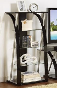 Media Tower with Tempered Glass in Black Finish Media Tower with Tempered Glass in Black Finish