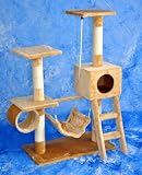Katzenbaum / Kratzbaum Carla 1 - Beige - 118 cm hoch - das Katzenspielparadies inkl. Höhle und Liegemulde - 40171