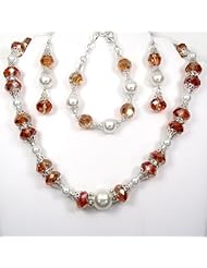 Copper Orange crystals and White pearls