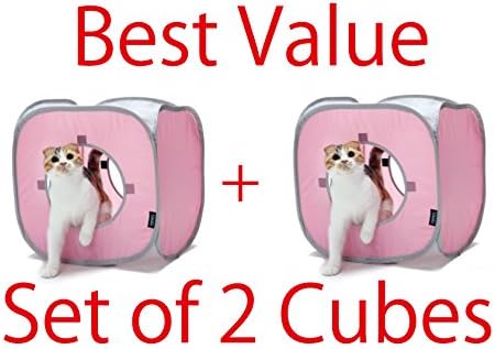 Set of 2 Kitty Play Cubes#the Best Cat Toy (pastel pink)