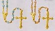 15" Gold Plated Rosary with 4mm Blue or Pink Beads - MADE IN ITALY