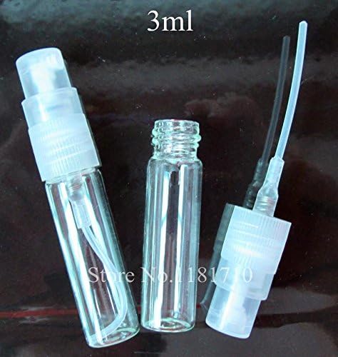 3 ml Empty Clear Glass Spray Vials/Atomizer With Clear Plastic Caps