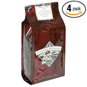 Coffee Masters Gourmet Coffee, Hawaiian Kona Extra Fancy, Ground, 12-Ounce Valve Bags (Pack of 4)