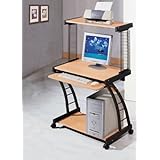 Rolling Computer Desk for your Home Office, Maple Finish