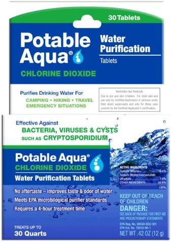 Potable Aqua Chlorine DioxideTablets, 30 Tablets