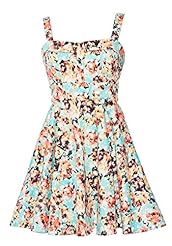 Floral Print Vintage Cotton/Spandex  Dress