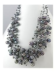 Tahiti (Dyed) Fresh Water Pearls Necklace In Zinc