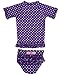 RuffleButts Little Girls Grape Polka Dot Ruffled Rash Guard Bikini