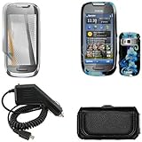 iNcido Brand Nokia Astound C7-00 Combo Blue Flower Protective Case Faceplat ....