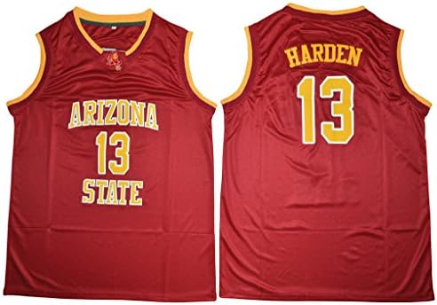 Bornder Men's #13 James Harden College Basketball Jersey for Fans Size S Red(1510)