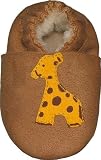Plateau Tibet Krabbelschuhe Lederpuschen Krabbelpuschen mit echtem LAMMFELL Giraffe