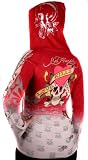 Ed Hardy - Ed Hardy by Christian Audigier Womens Hooded Sweater Butterfly Red Tunic Tattoos